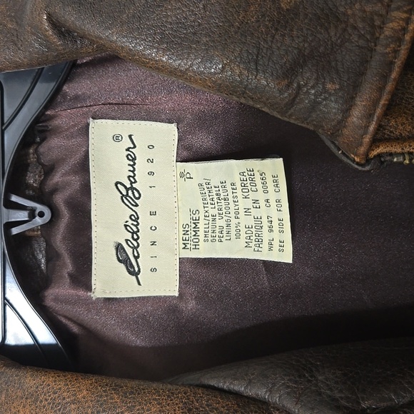 Eddie Bauer Men's Brown Leather Jacket Small - Picture 2 of 7